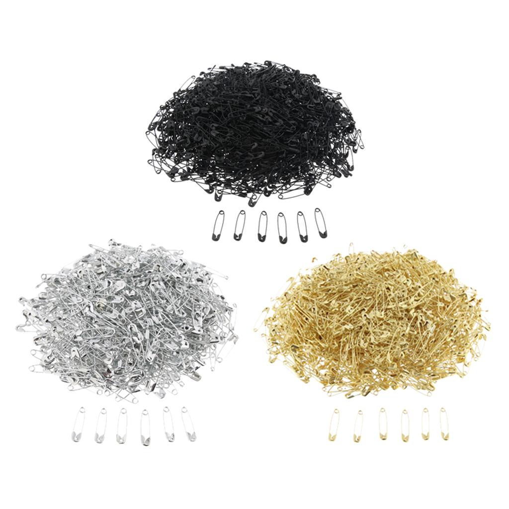 10xGlossy Metal Needle Safety Pins Nickle Plated 1000PCS 22mm Black
