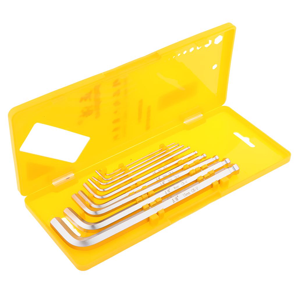 9 Pieces Case Set L-shaped Allen Wrenches CRV Metric Hex Key