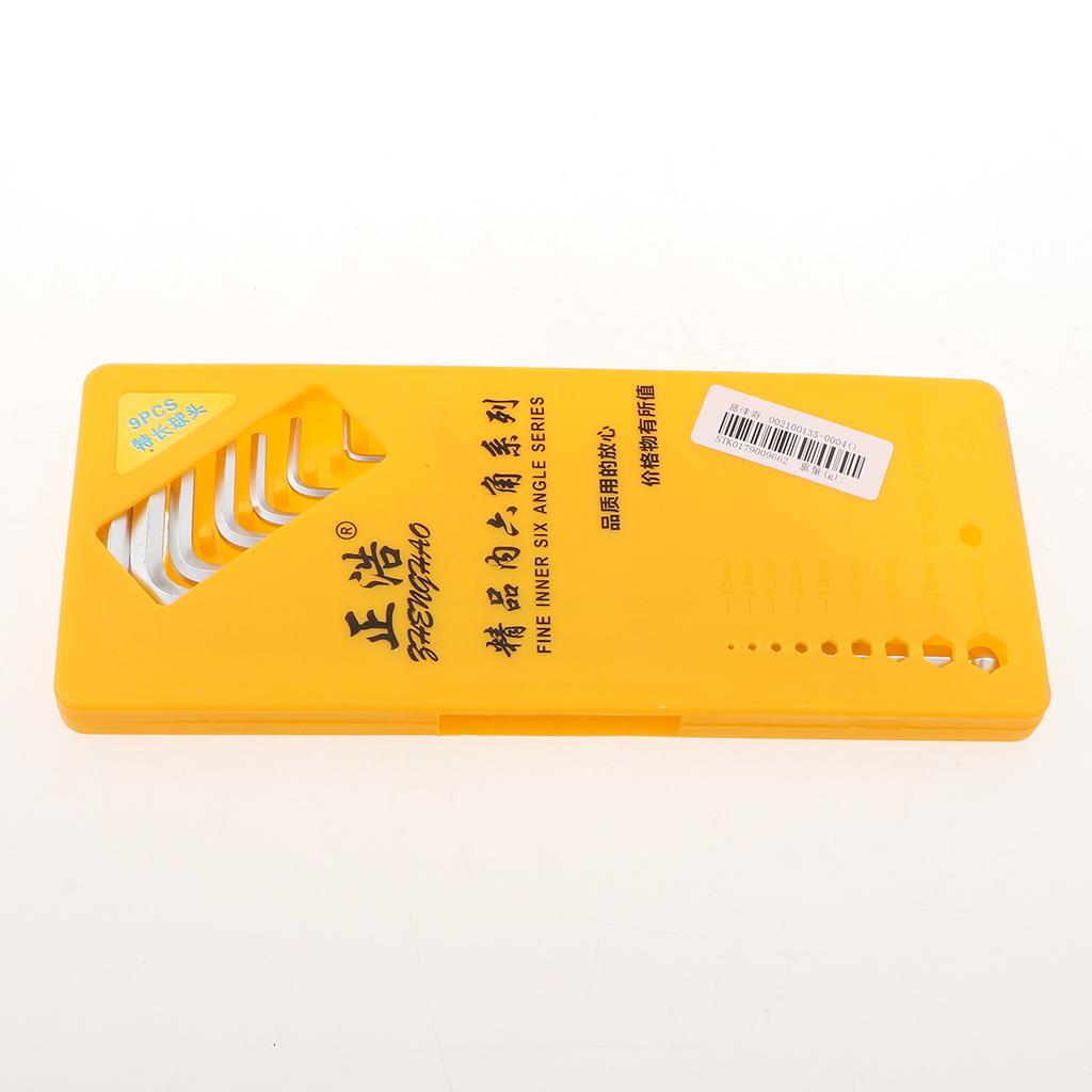 9 Pieces Case Set L-shaped Allen Wrenches CRV Metric Hex Key Long Arm