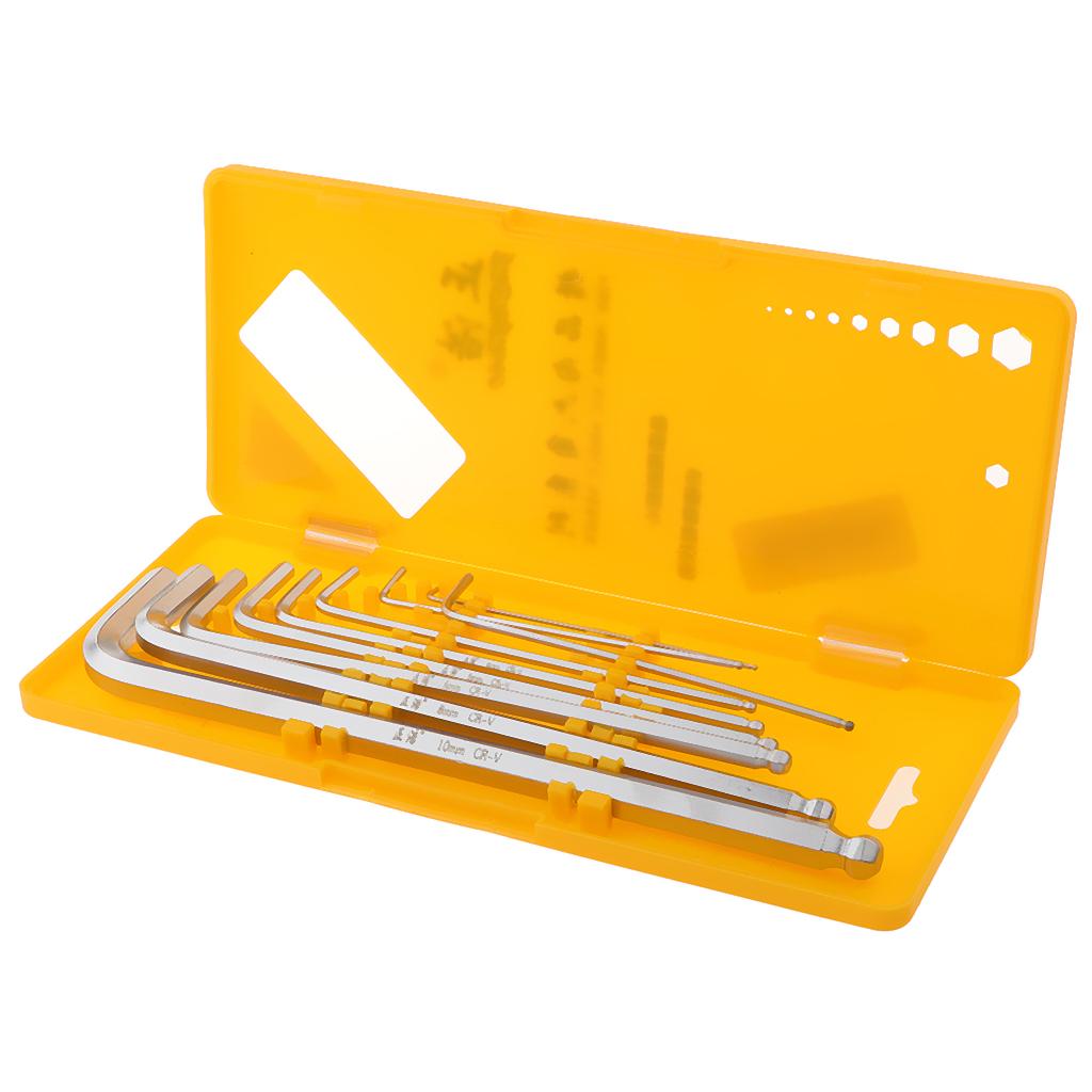 9 Pieces Case Set L-shaped Allen Wrenches CRV Metric Hex Key Long Arm