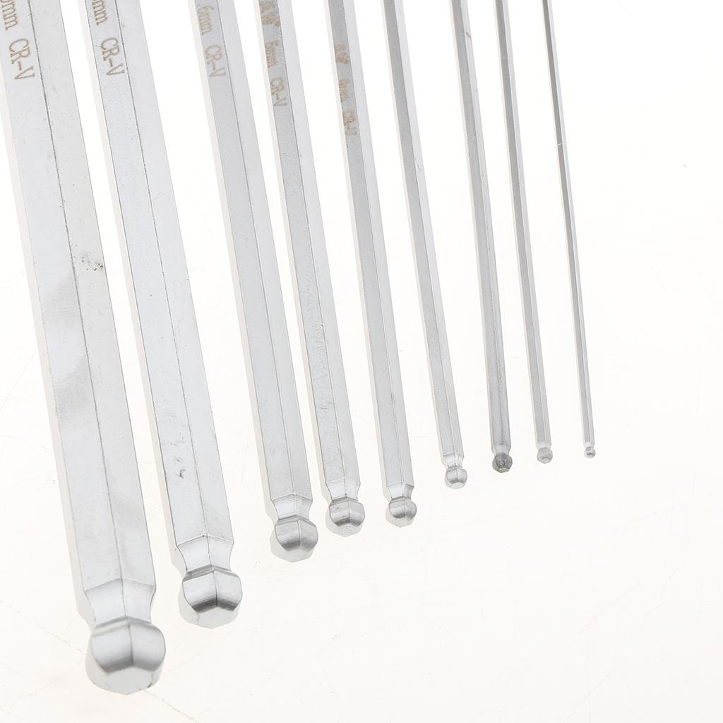 9 Pieces Case Set L-shaped Allen Wrenches CRV Metric Hex Key Long Arm