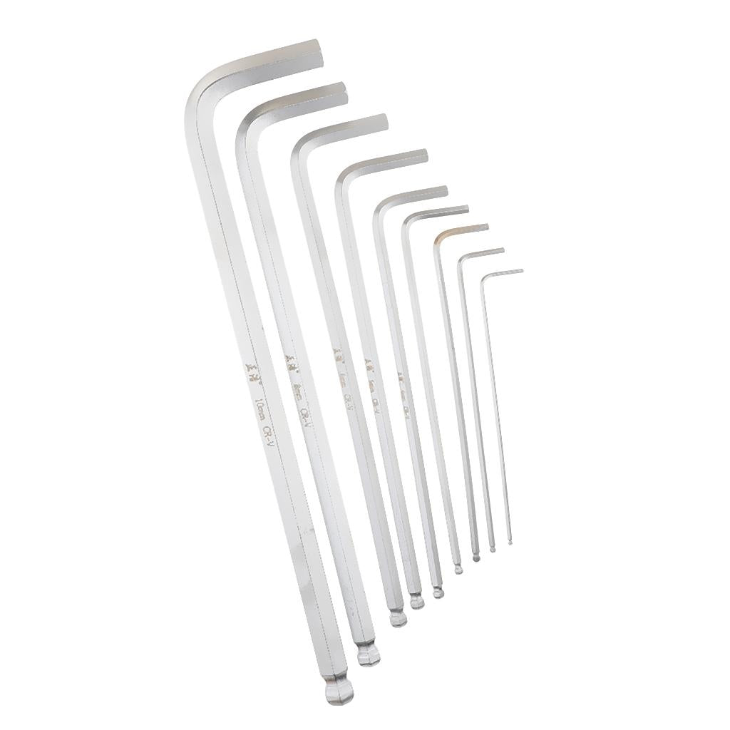 9 Pieces Case Set L-shaped Allen Wrenches CRV Metric Hex Key Long Arm