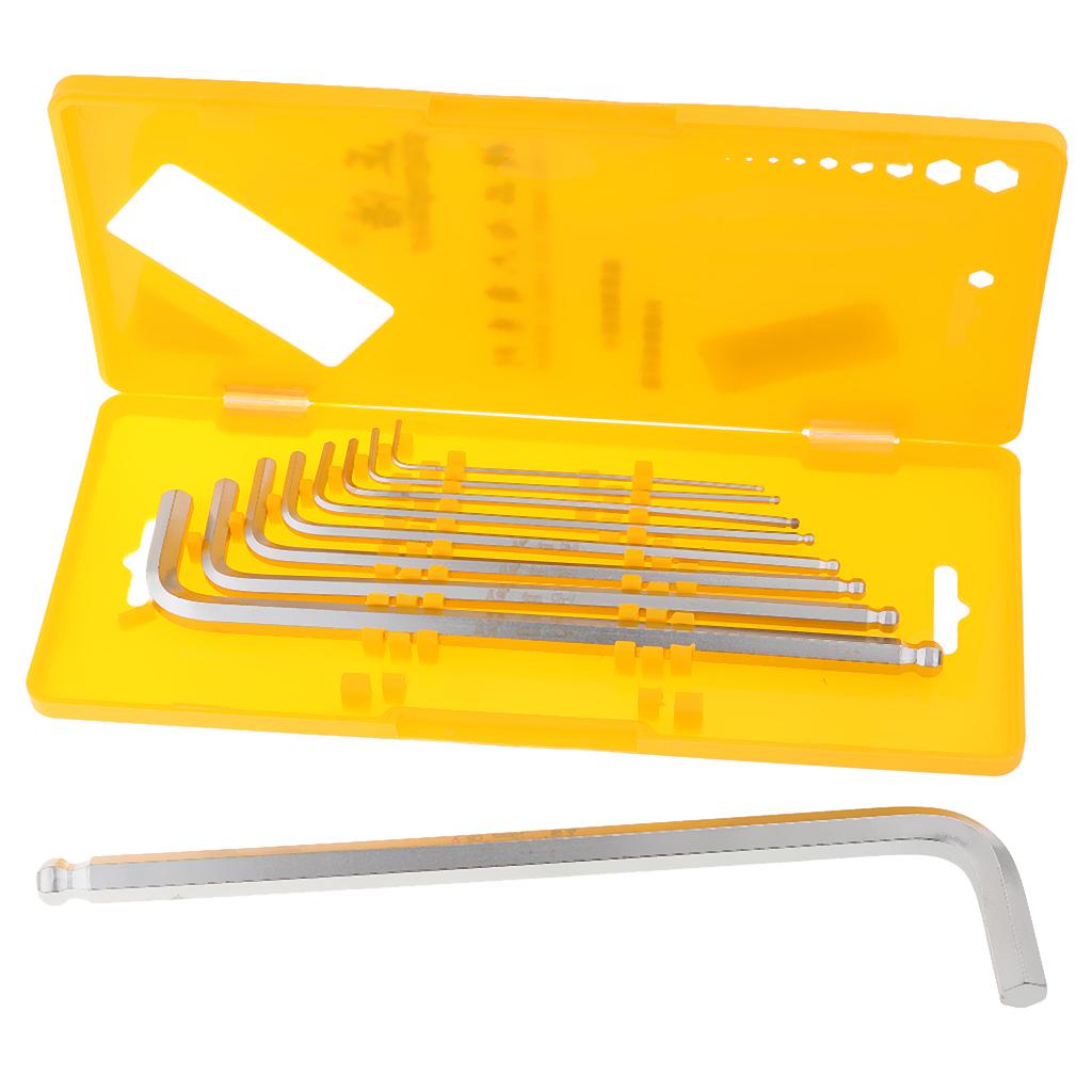 9 Pieces Case Set L-shaped Allen Wrenches CRV Metric Hex Key Long Arm
