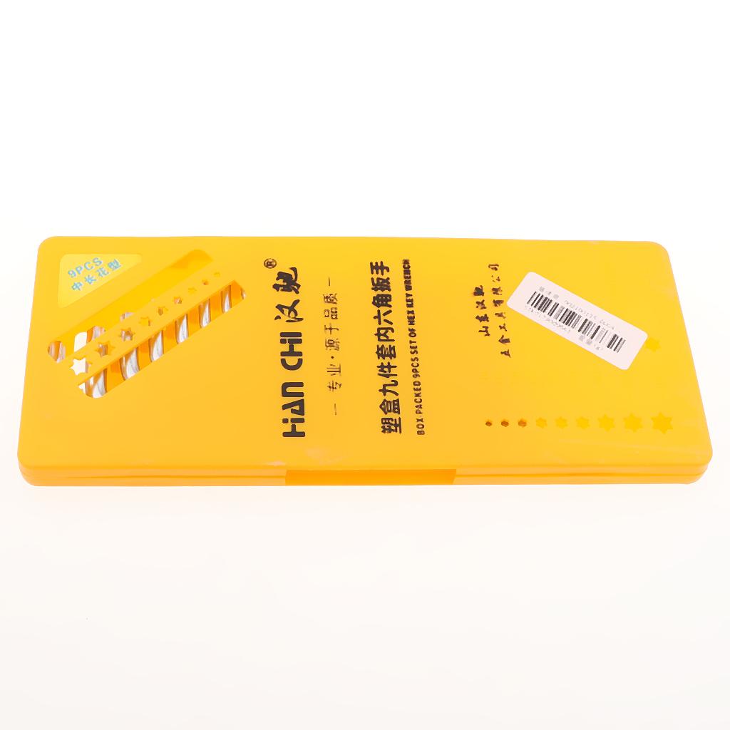 9 Pieces Case Set L-shaped Allen Wrenches CRV Star Key
