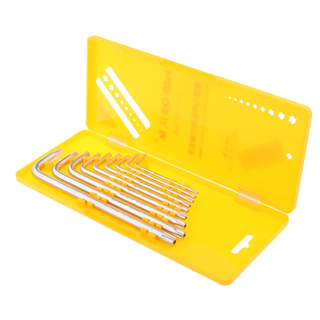 9 Pieces Case Set L-shaped Allen Wrenches CRV Star Key