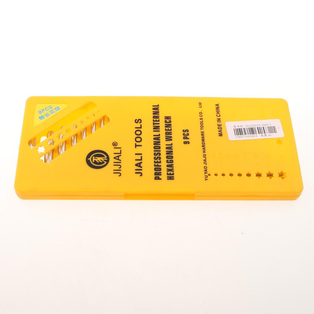 9 Pieces Case Set L-shaped Allen Wrenches CRV Star Key Long Arm