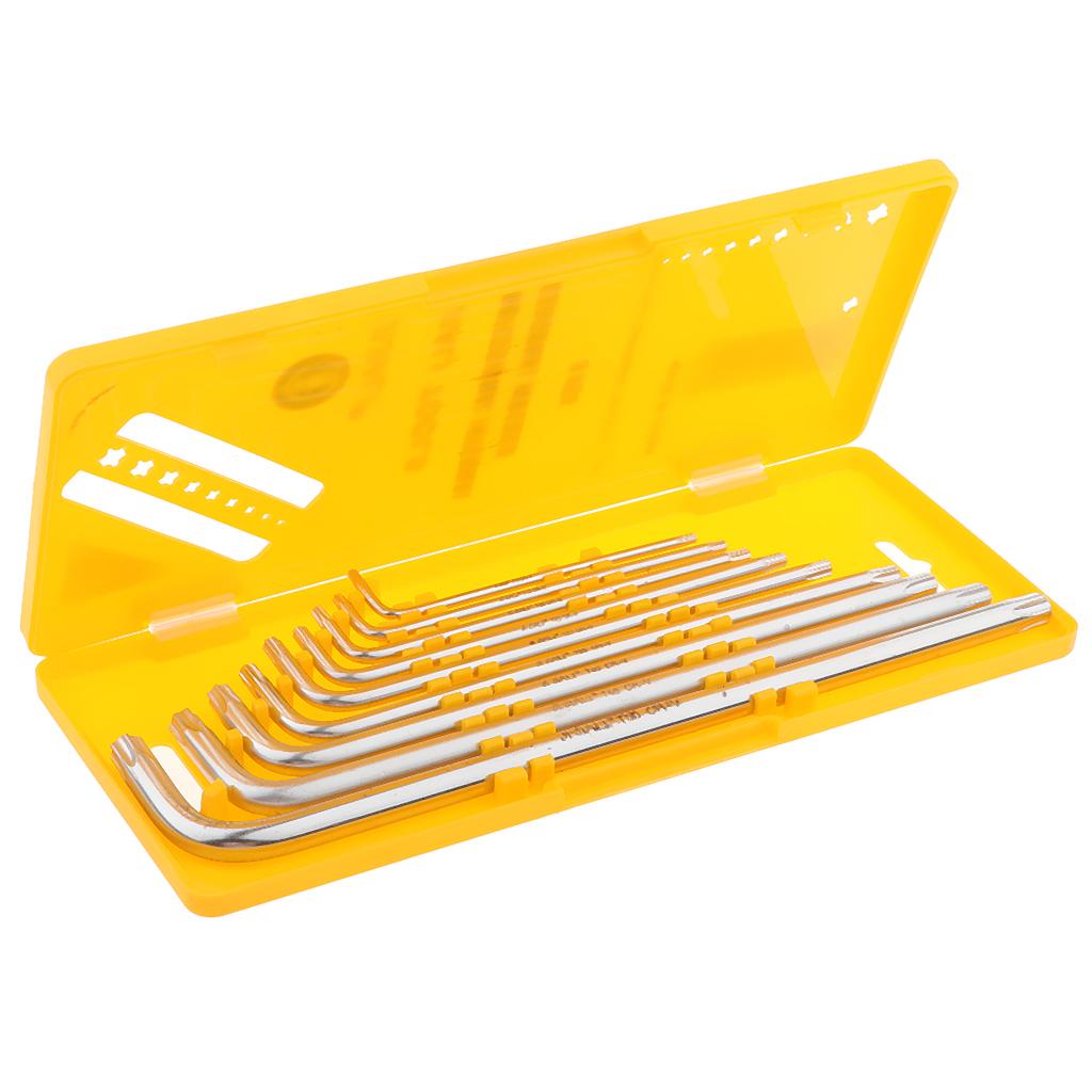 9 Pieces Case Set L-shaped Allen Wrenches CRV Star Key Long Arm