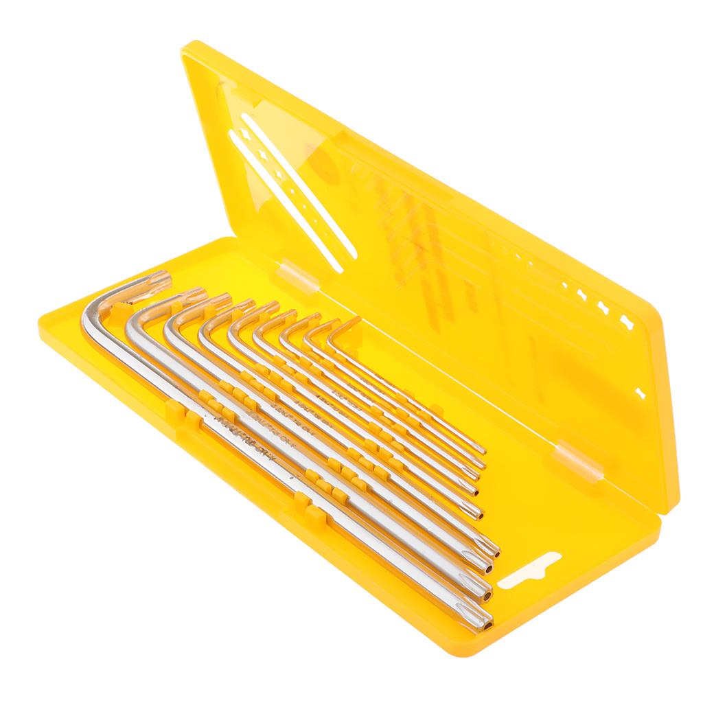 9 Pieces Case Set L-shaped Allen Wrenches CRV Star Key Long Arm