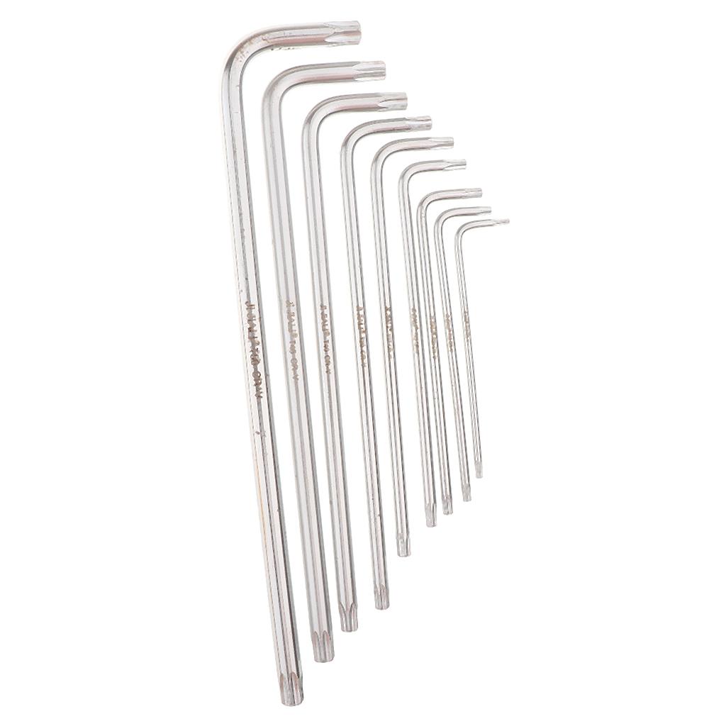 9 Pieces Case Set L-shaped Allen Wrenches CRV Star Key Long Arm