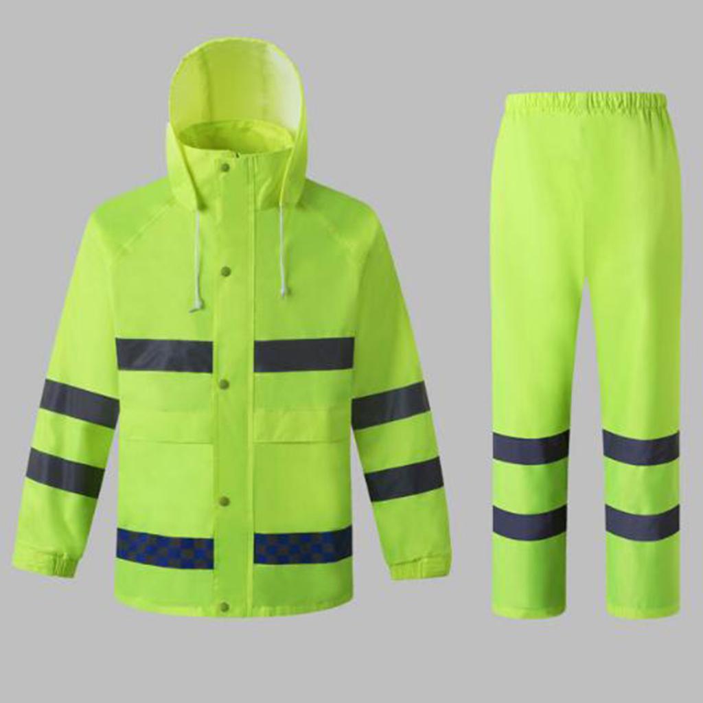 Mens Waterproof Jacket Trousers Pants Reflective Rain Suit Coat Safety XL