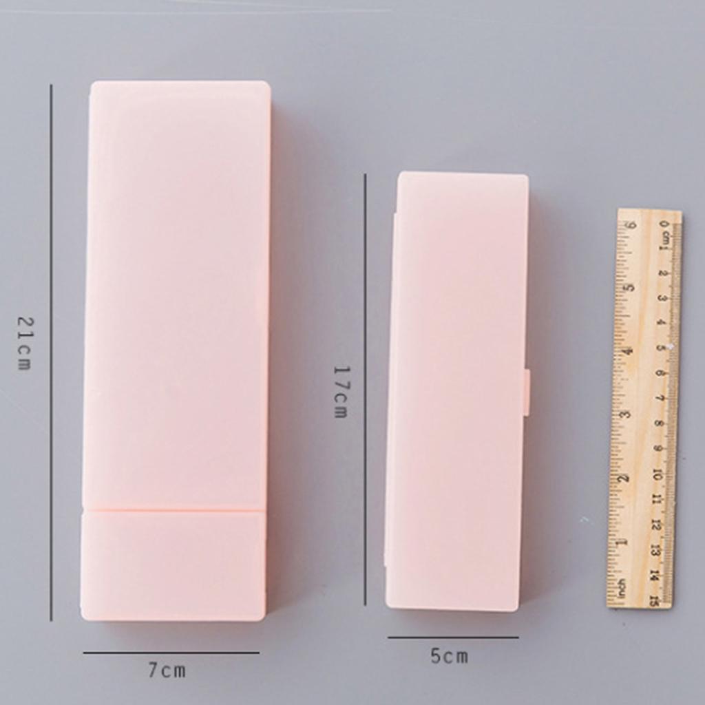 Plastic Pencil Case Pen Storage Box School Office Tabletop Supplies Pink S