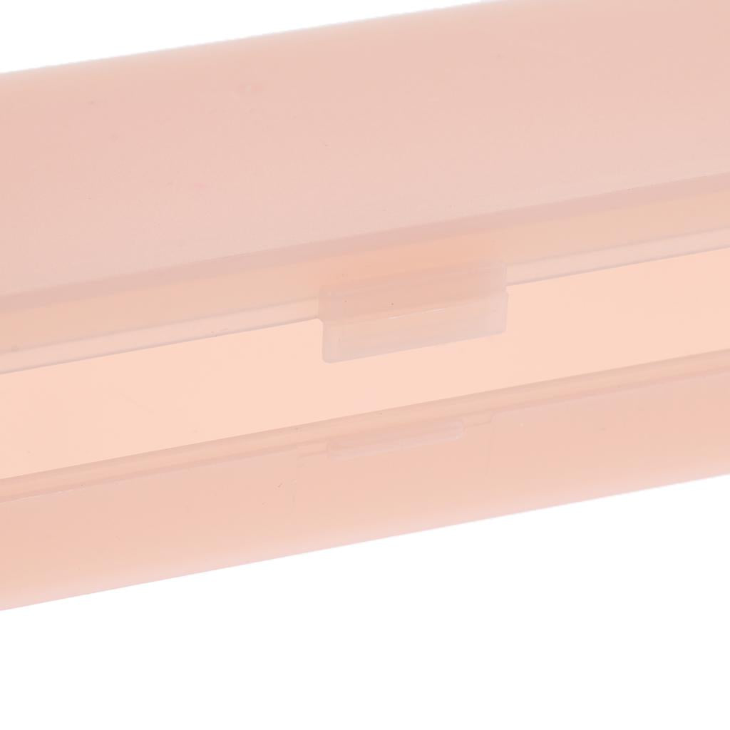 Plastic Pencil Case Pen Storage Box School Office Tabletop Supplies Pink S