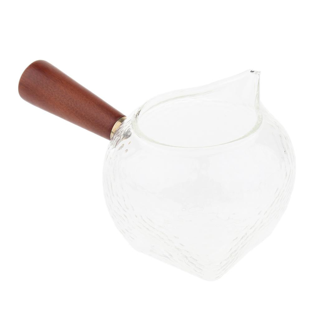 Borosilicate Glass Small Teapot with Wooden Handle Heat Resistant Tea Pot