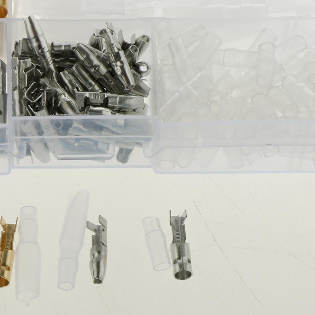 100 Sets 3.9mm Male & Female Wire Terminals Connectors With Covers