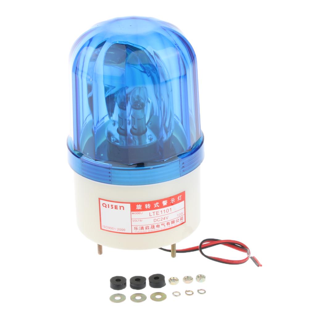 24V LED Rotating Strobe Warning Light Round Signal Beacon Flash Lamp Blue