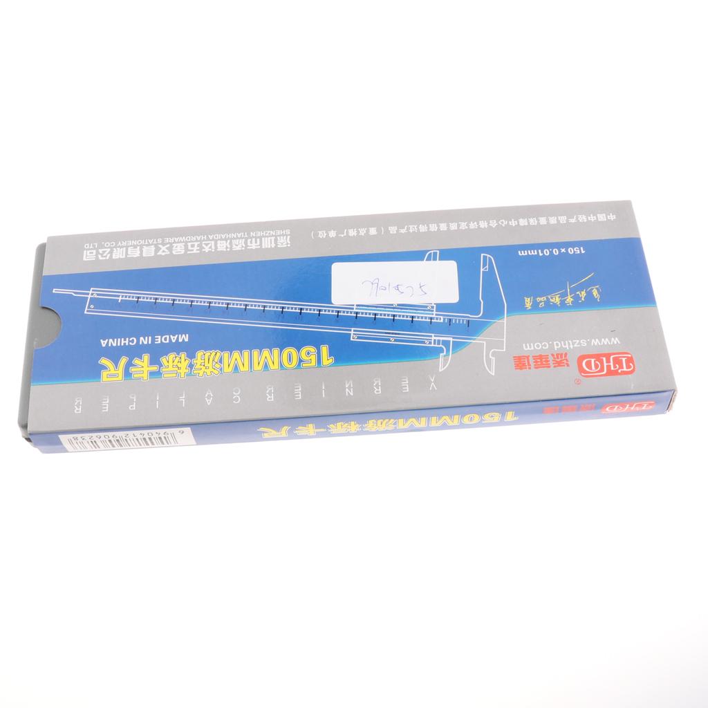 6 Inch 150mm x 0.02mm Stainless Manual Vernier Caliper Scale Ruler mm Metric