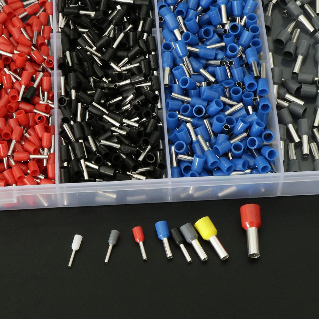 1200pcs Assorted Ferrule Wire Copper Crimp Connector Wire Terminal Connectors