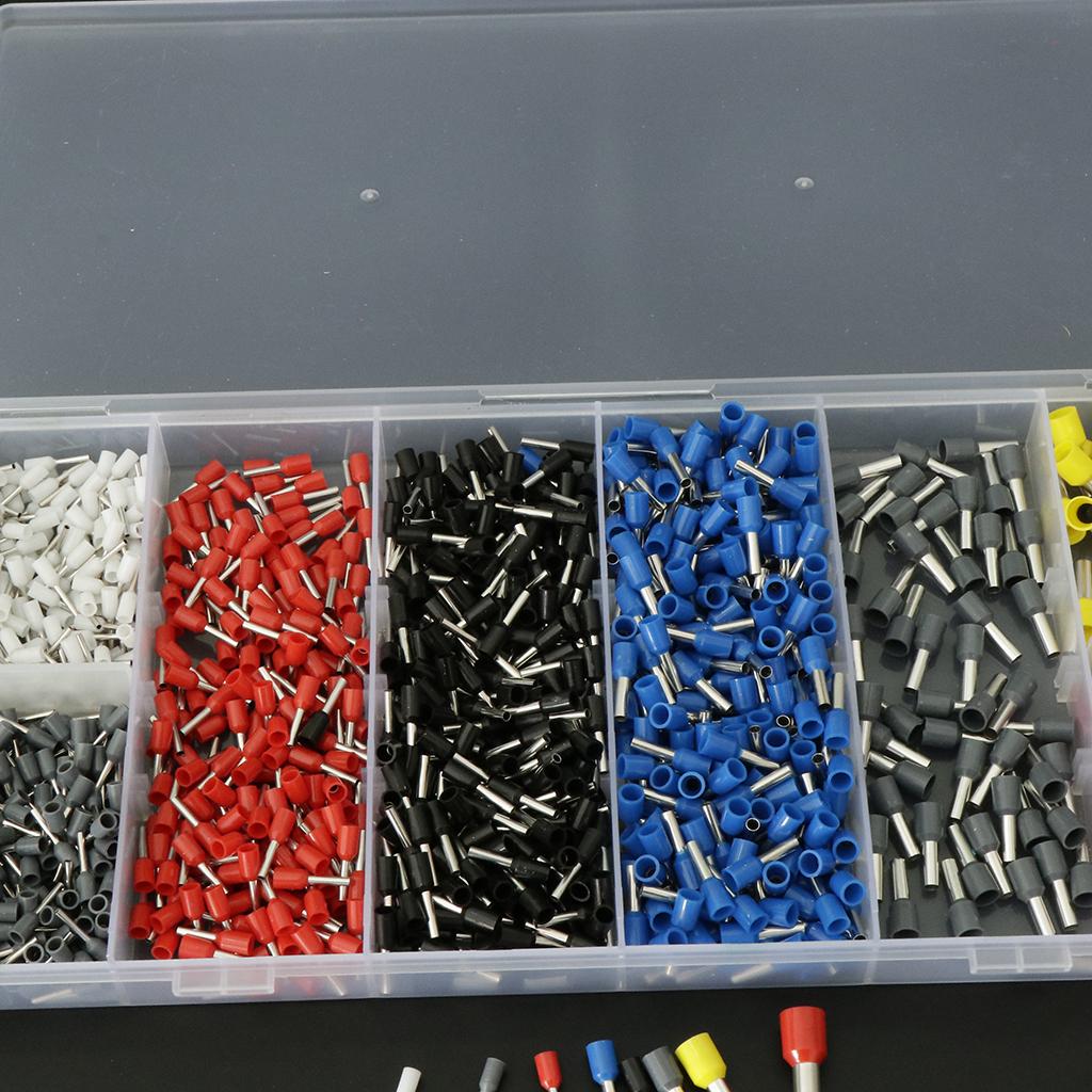 1200pcs Assorted Ferrule Wire Copper Crimp Connector Wire Terminal Connectors