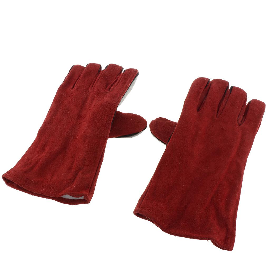 33cm Long Cowhide Welding Protective Gloves Hand Cover, provides good mix of durability, dexterity, abrasion resistance