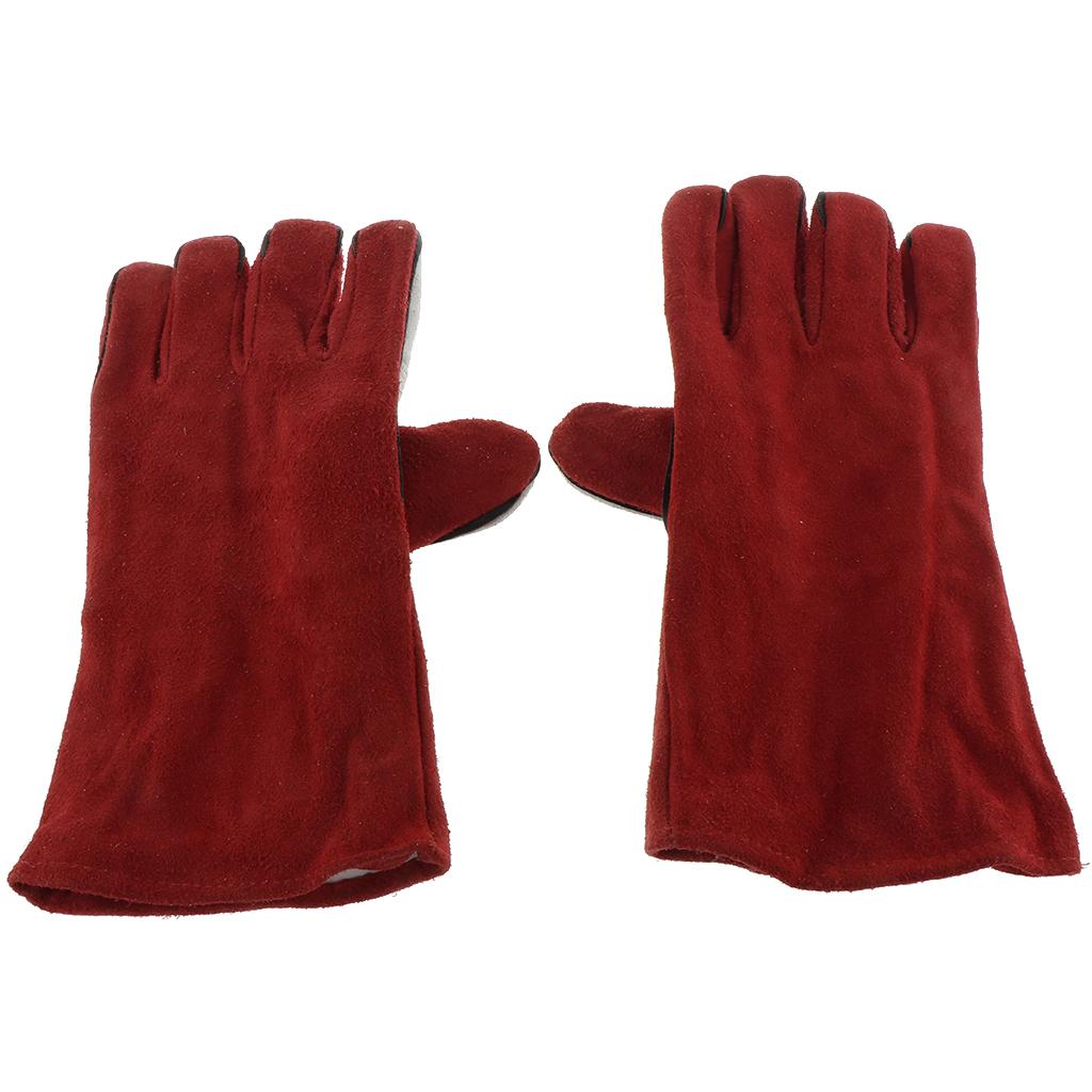 33cm Long Cowhide Welding Protective Gloves Hand Cover, provides good mix of durability, dexterity, abrasion resistance