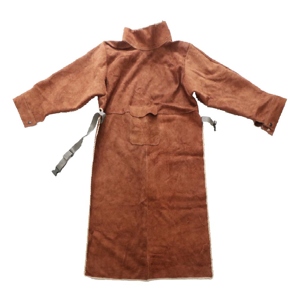 Welder Apron Heat Insulation Welding Artificial Cowhide Made Brown 120x65cm
