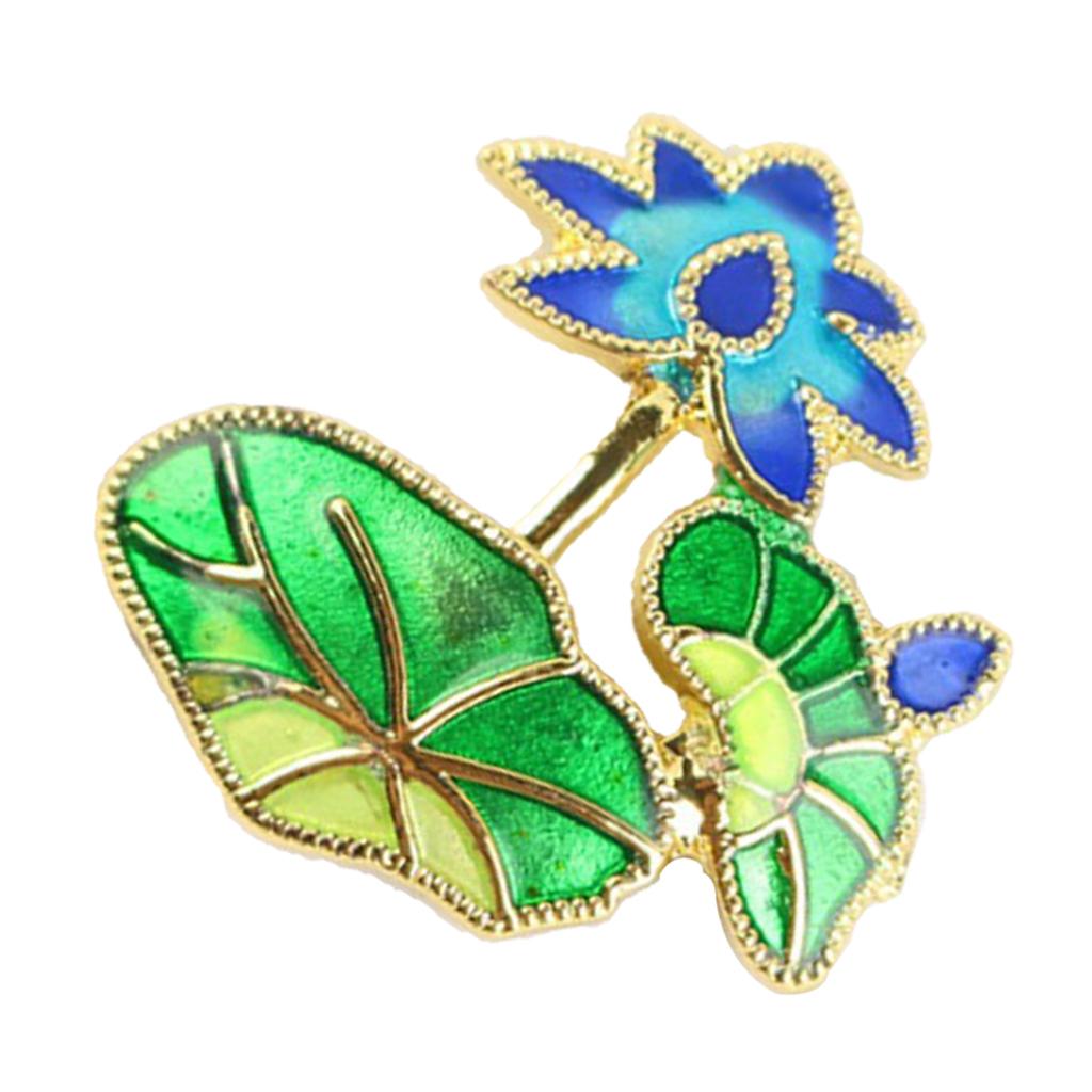 Floral Decorative Stud Metal Pendant Piece Chinese Teaware Decor Lotus A