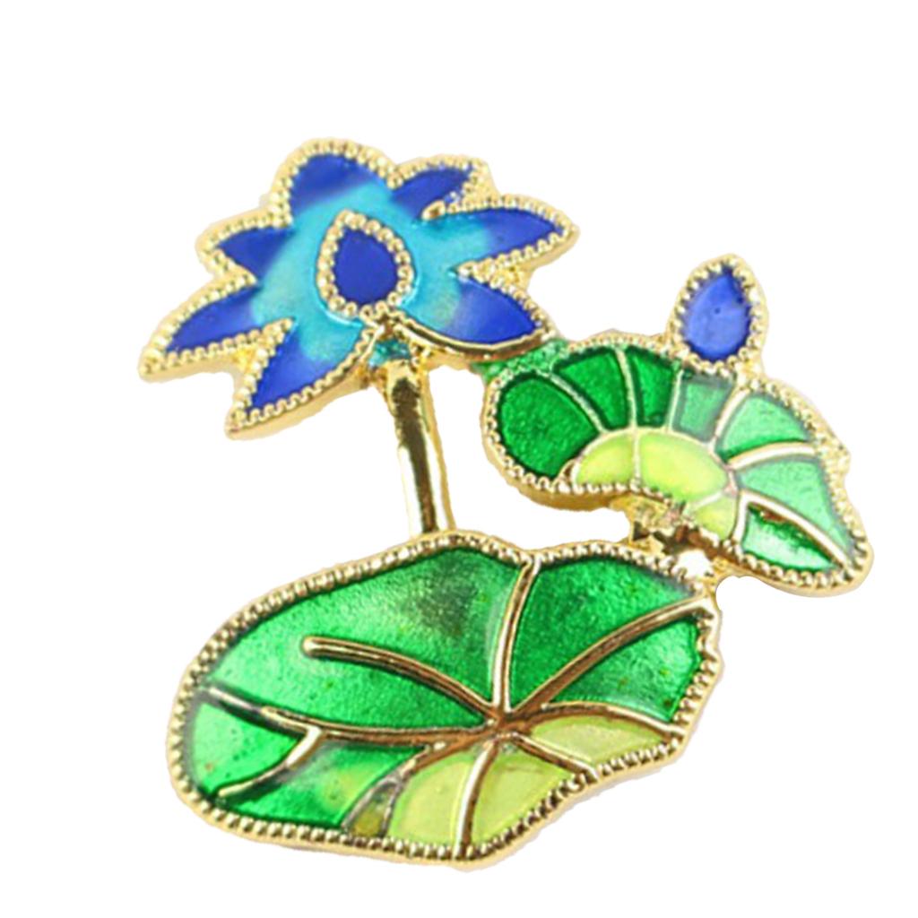 Floral Decorative Stud Metal Pendant Piece Chinese Teaware Decor Lotus A