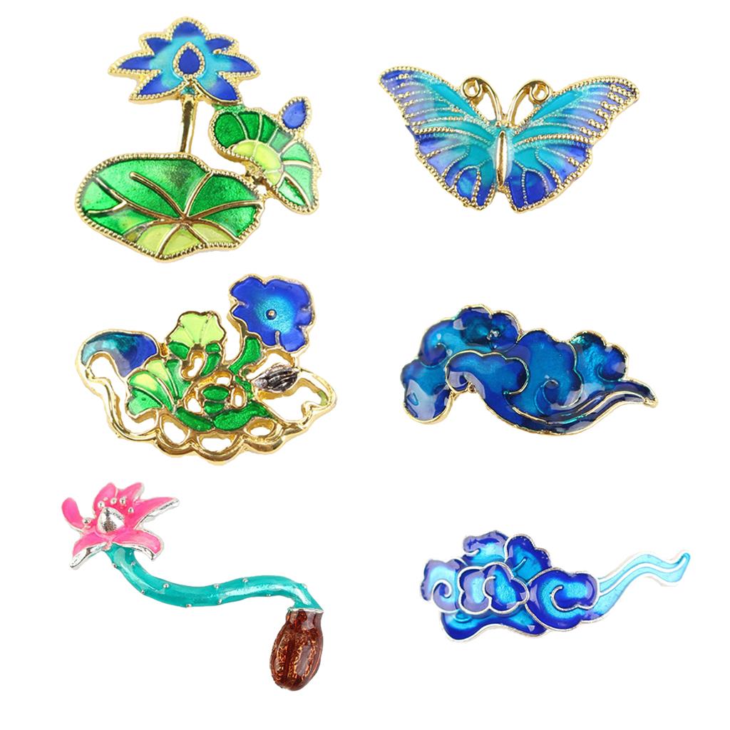 Floral Decorative Stud Metal Pendant Piece Chinese Teaware Decor Lotus A