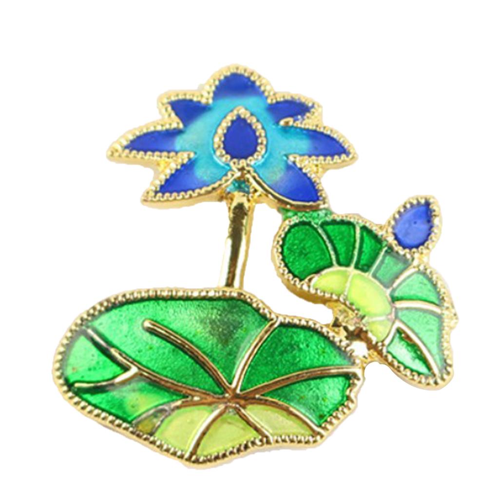Floral Decorative Stud Metal Pendant Piece Chinese Teaware Decor Lotus A