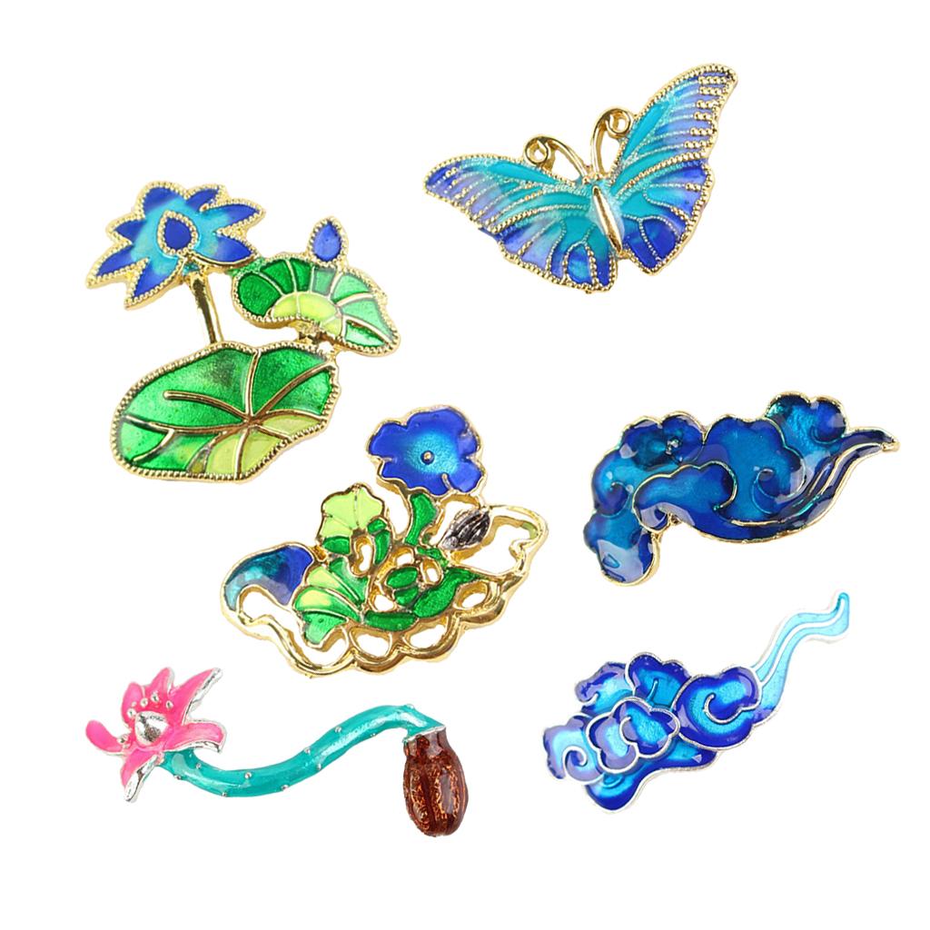 Floral Decorative Stud Metal Pendant Piece Chinese Teaware Decor Lotus A