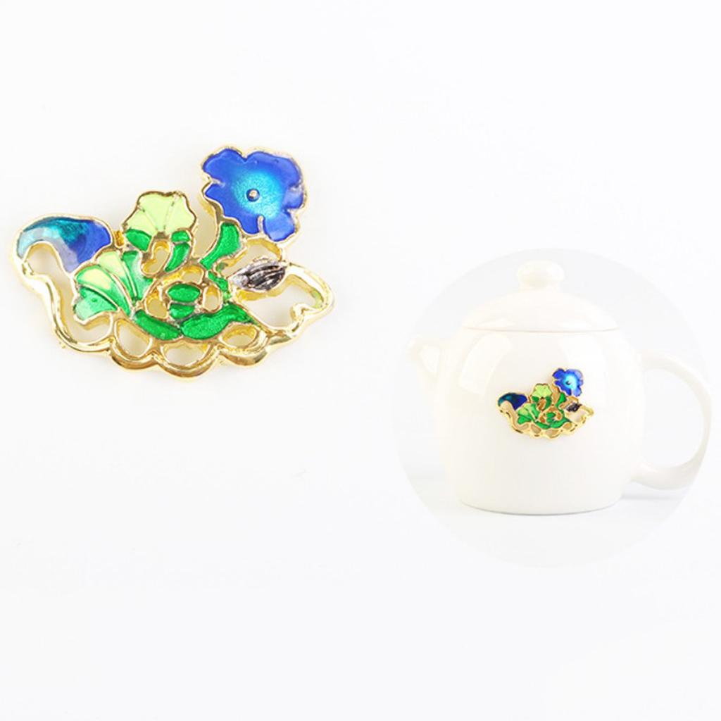 Floral Decorative Stud Metal Pendant Piece Chinese Teaware Decor Petunia