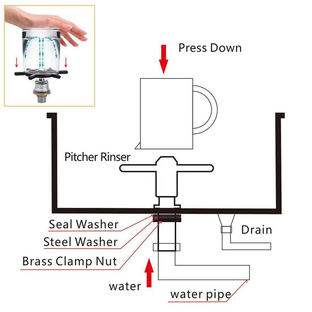 Bar Beer Glass Steaming Pitcher Rinser Assembling for Restaurant Coffee Shop A