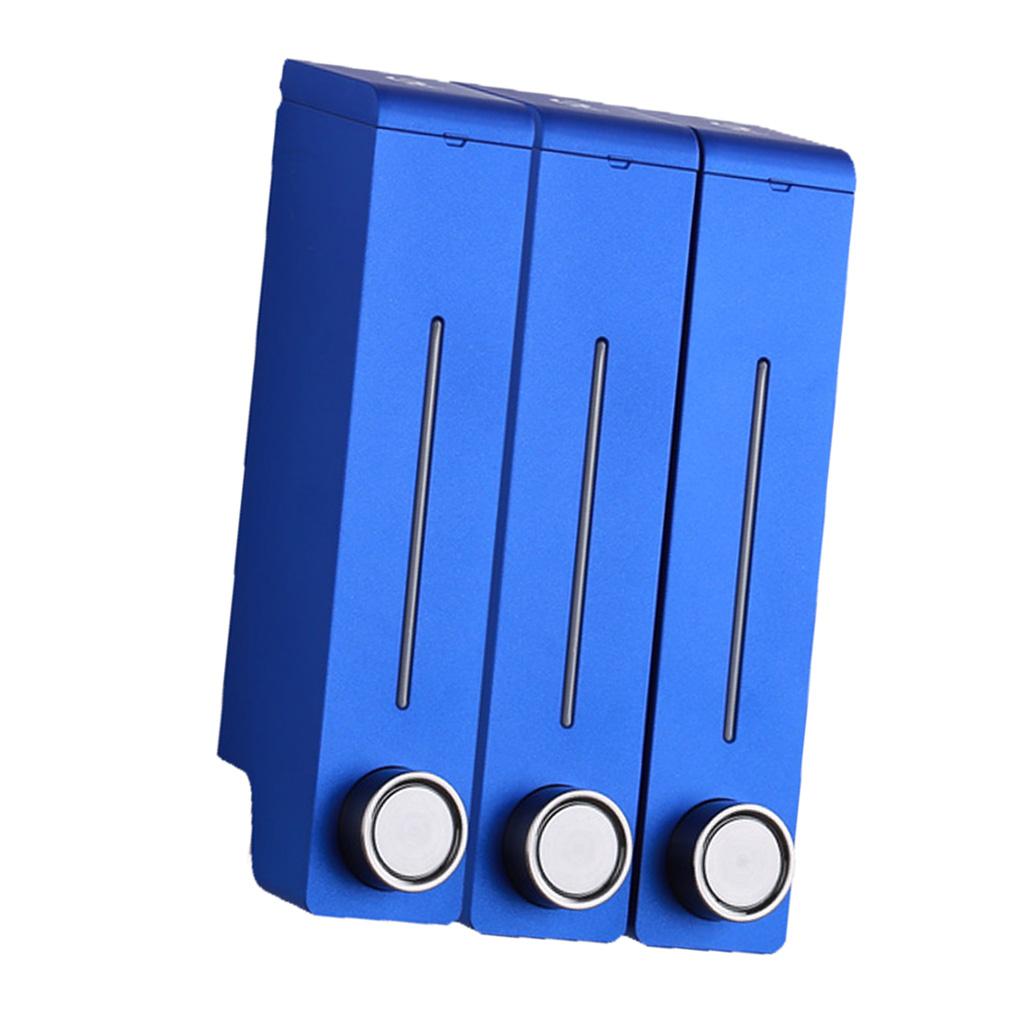 Three Chambers Wall Mount Liquid Soap Dispenser for Bathroom Blue