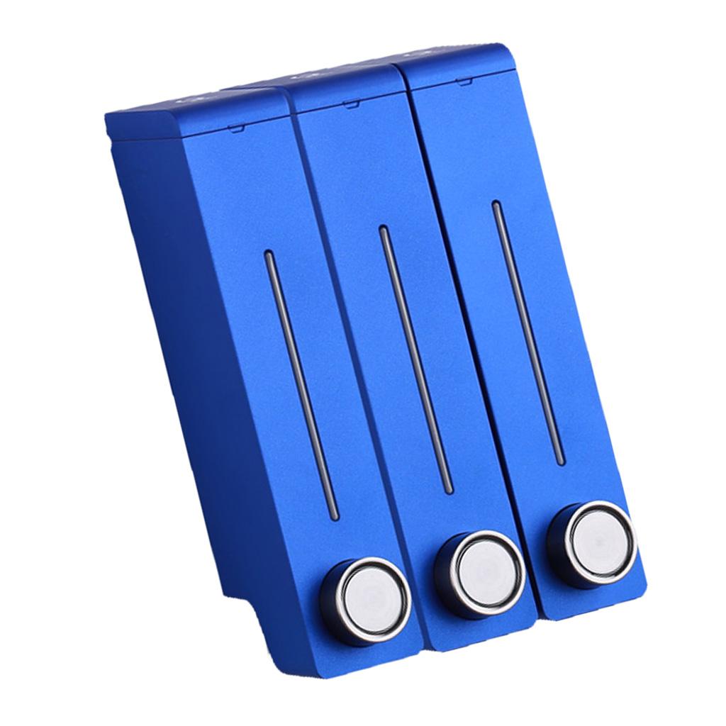 Three Chambers Wall Mount Liquid Soap Dispenser for Bathroom Blue