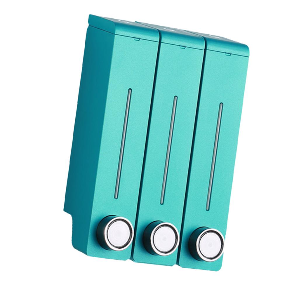 Three Chambers Wall Mount Liquid Soap Dispenser for Bathroom Green