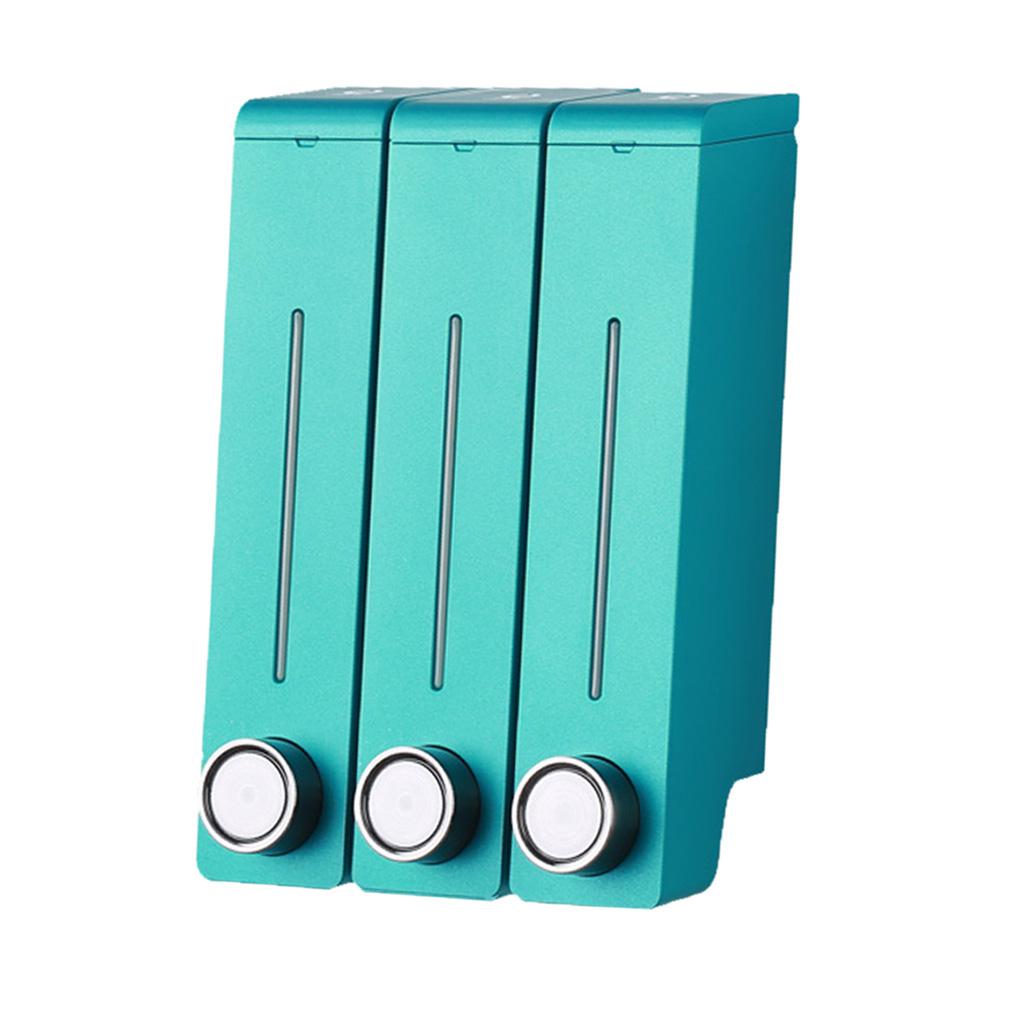 Three Chambers Wall Mount Liquid Soap Dispenser for Bathroom Green