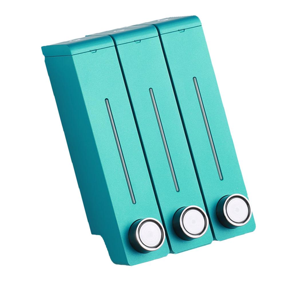 Three Chambers Wall Mount Liquid Soap Dispenser for Bathroom Green