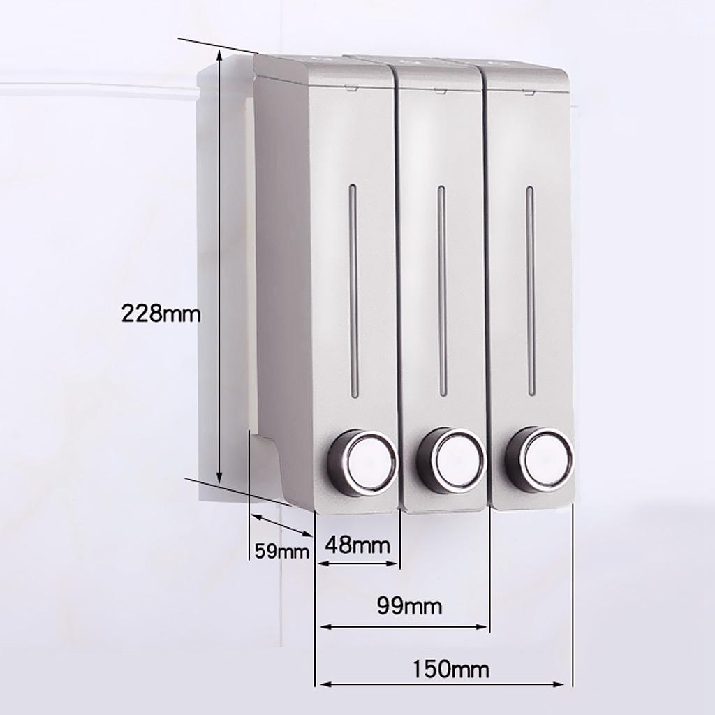 Three Chambers Wall Mount Liquid Soap Dispenser for Bathroom Champaign Gold