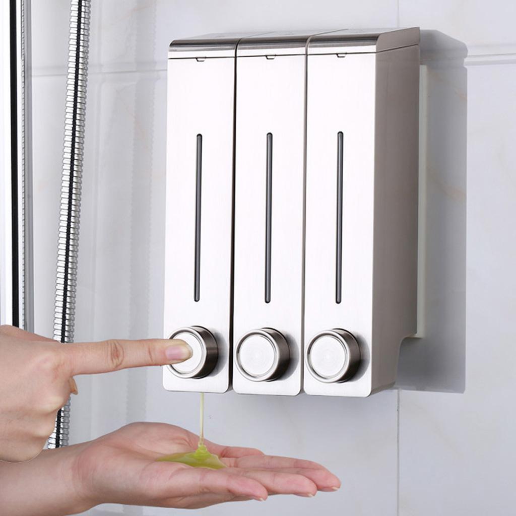 Three Chambers Wall Mount Liquid Soap Dispenser for Bathroom Champaign Gold