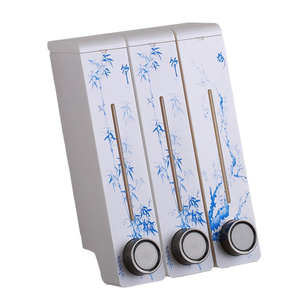 Three Chambers Wall Mount Liquid Soap Dispenser for Bathroom White