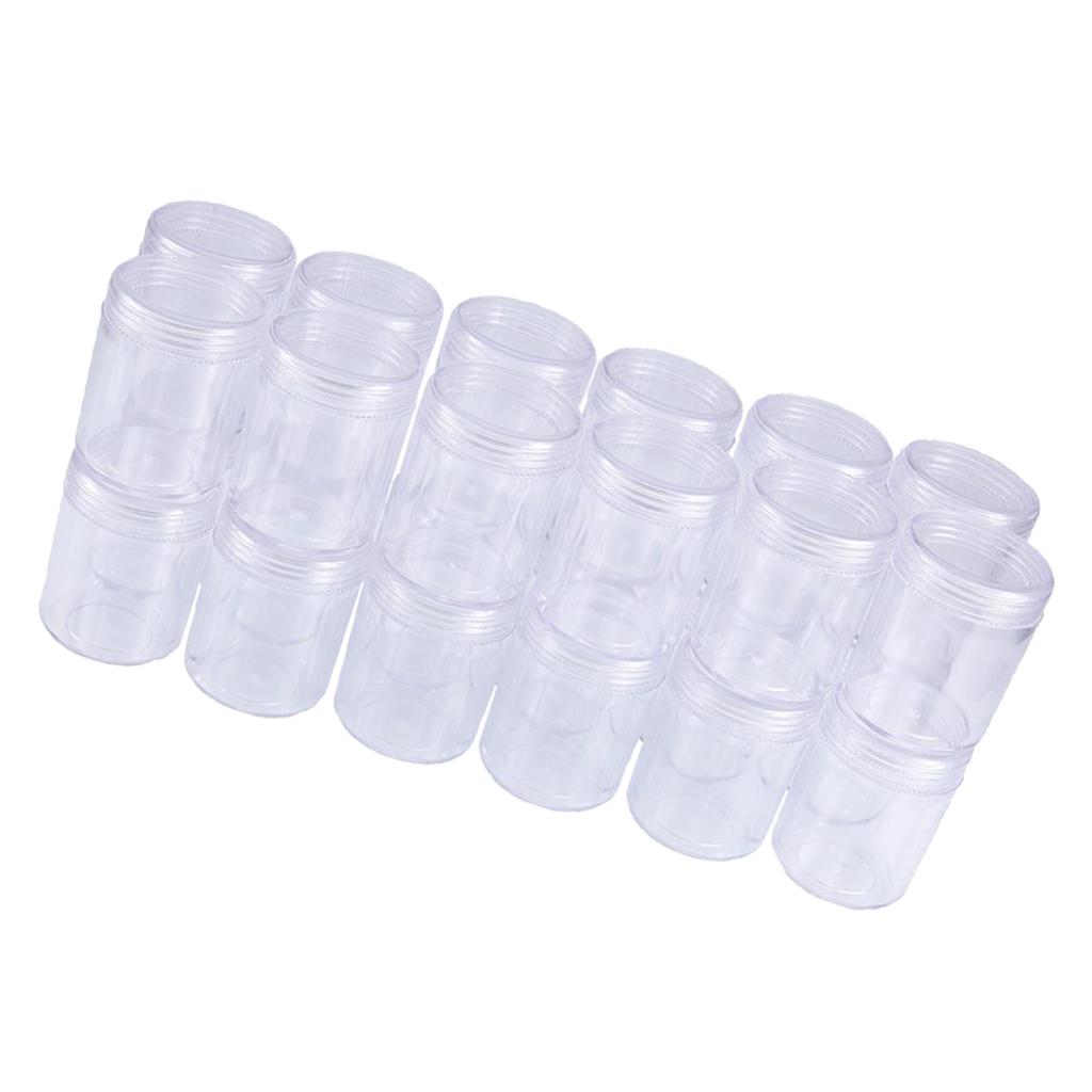 24 Pieces Bead Container Clear Plastic Storage Jar Set for Nail Arts Crafts