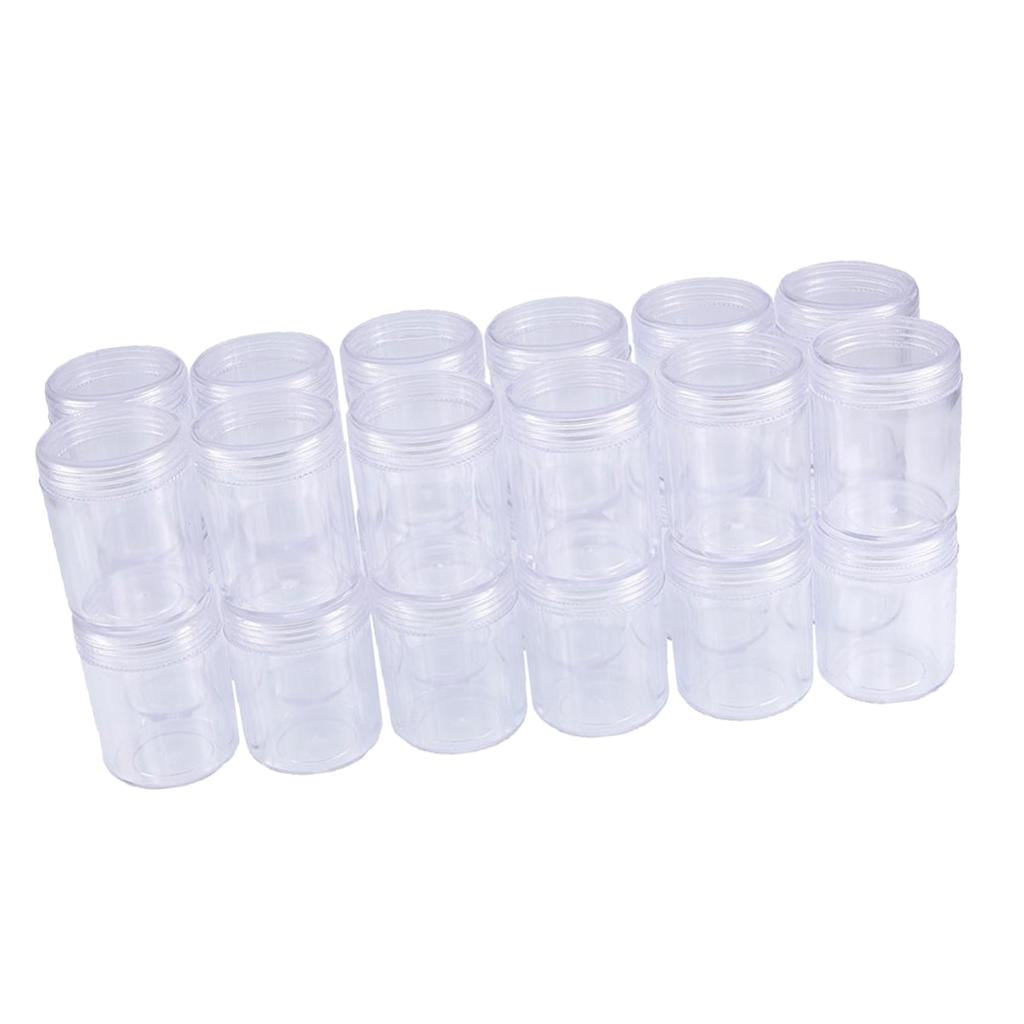 24 Pieces Bead Container Clear Plastic Storage Jar Set for Nail Arts Crafts
