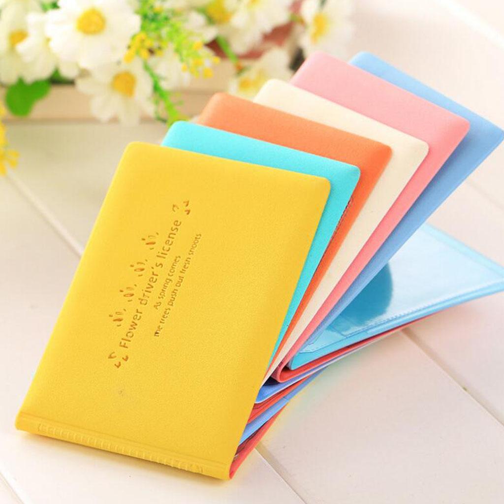 Macaron Color Business Card Holder PU Social Security Card Sleeves Yellow