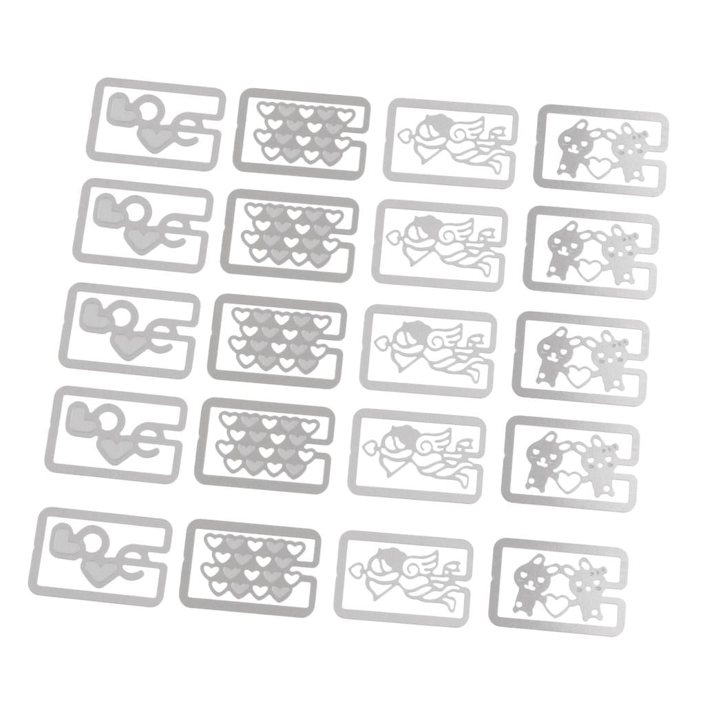20Pcs Bookmarks Metal Cute Bookmark Book Mark Stationery Office Accessories Heart