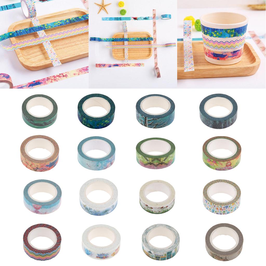 10m Washi Tape Set Masking Tape Scrapbook Decorative Paper Adhesive Sticker 1