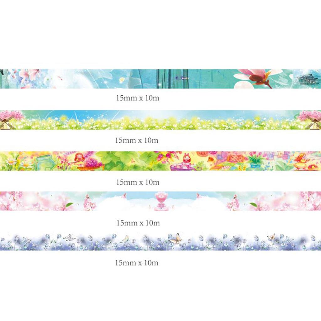 10m Washi Tape Set Masking Tape Scrapbook Decorative Paper Adhesive Sticker 4