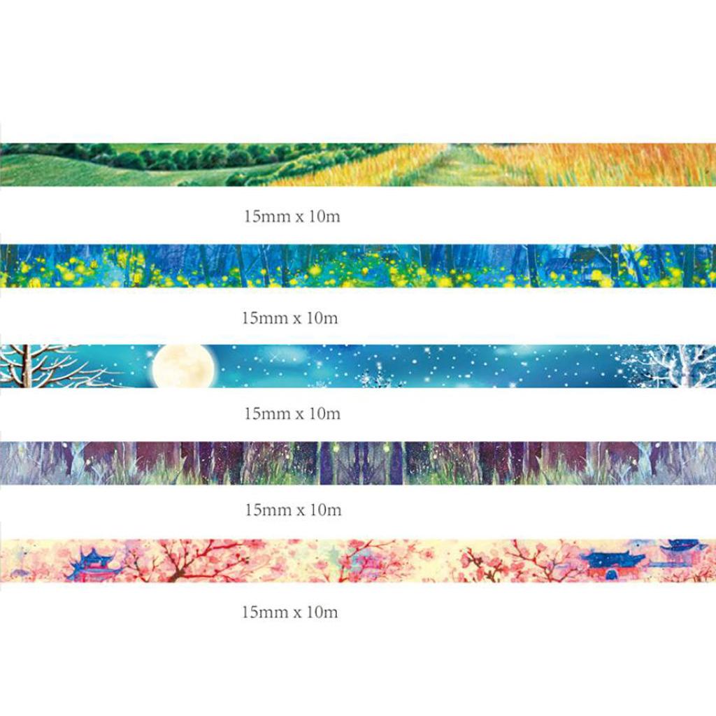 10m Washi Tape Set Masking Tape Scrapbook Decorative Paper Adhesive Sticker 7