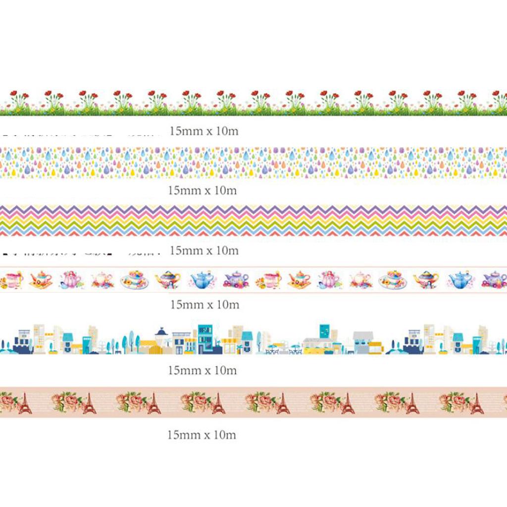 10m Washi Tape Set Masking Tape Scrapbook Decorative Paper Adhesive Sticker 7