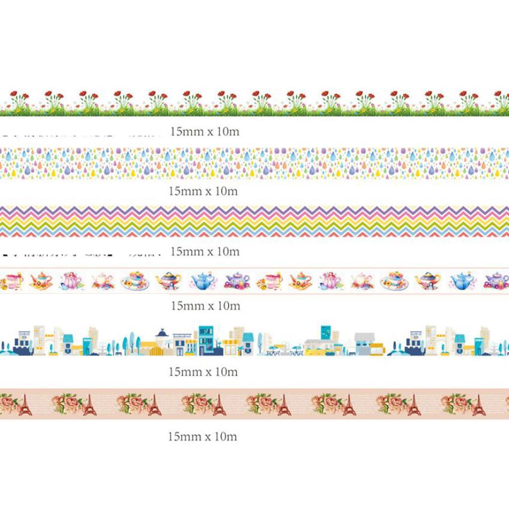 10m Washi Tape Set Masking Tape Scrapbook Decorative Paper Adhesive Sticker 8