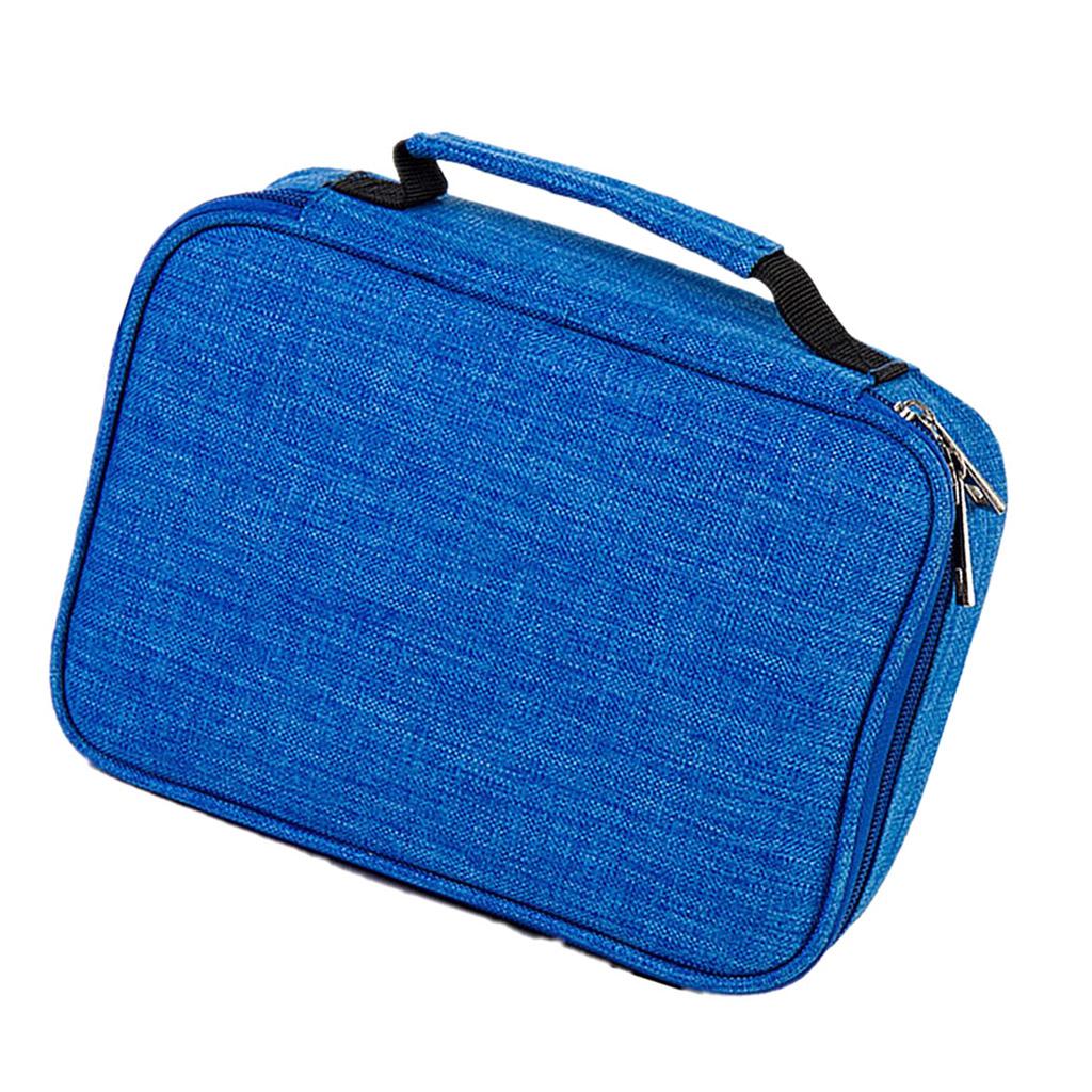 72 Slots Colored Pencil Case High Capacity Zipper Pens Pencil Case Blue